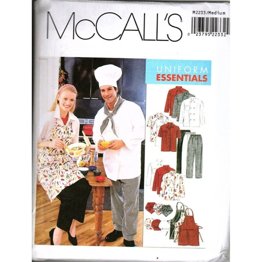 McCalls M2233 Adult Medium Kitchen Chef Uniform Essentials Sewing Pattern New